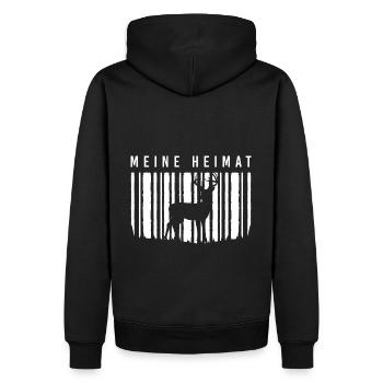 Meine Heimat Hirsch - Männer Premium Bio Hoodie - Schwarz - Hinten - Nico (187cm)