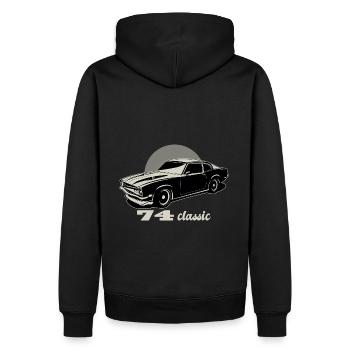 74 Klassisches Muscle-Car-Auto - Männer Premium Bio Hoodie - Schwarz - Hinten - Nico (187cm)