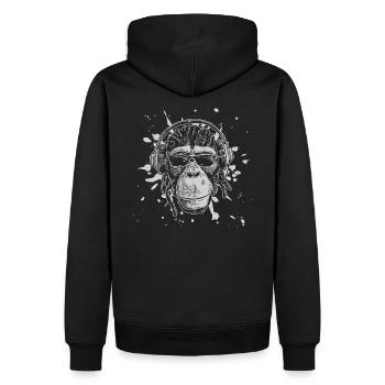 Cooler Affe Schimpanse Shirt Geschenk - Männer Premium Bio Hoodie - Schwarz - Hinten - Nico (187cm)