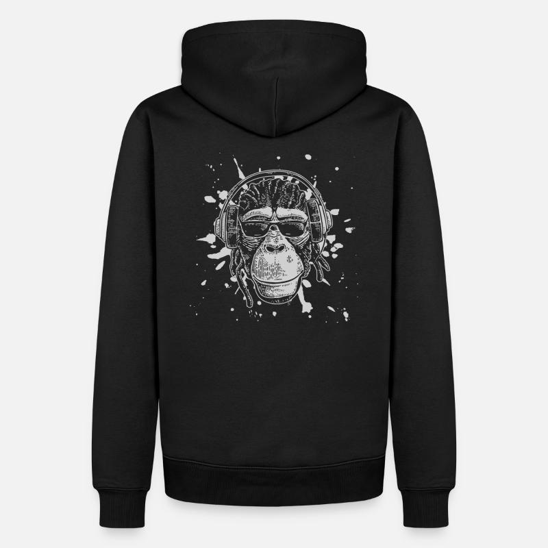 Affe Schimpanse - Männer Premium Bio Hoodie - Schwarz