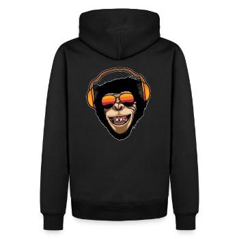 cooler Affe Geschenk - Männer Premium Bio Hoodie - Schwarz - Hinten - Nico (187cm)
