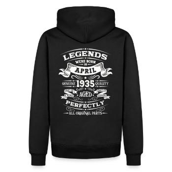 89e anniversaire homme légende avril Vintage 1935 - Sweat à capuche Premium bio Homme - noir - Dos - Nico (187cm)