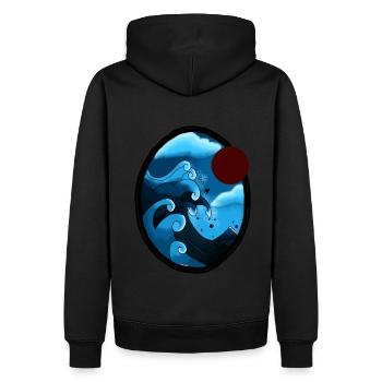 wave off kanagawa - Sweat à capuche Premium bio Homme - noir - Dos - Nico (187cm)