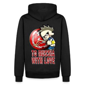 Greetings from Ukraine - To Russia with Love - Men’s Premium Organic Hoodie - black - Back - Nico (187cm)