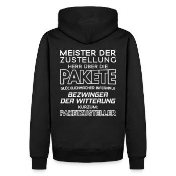 Paketzusteller/Postbote/Paketpostbote/Pakete - Männer Premium Bio Hoodie - Schwarz - Hinten - Nico (187cm)