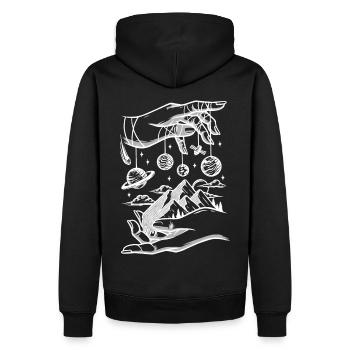 The universe in your hands - Männer Premium Bio Hoodie - Schwarz - Hinten - Nico (187cm)