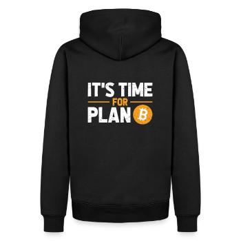 Plan B Bitcoin - Men’s Premium Organic Hoodie - black - Back - Nico (187cm)