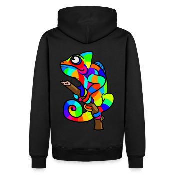 Chamäleon bunt farbenfreudig Kind Kinder Baby Zoo - Männer Premium Bio Hoodie - Schwarz - Hinten - Nico (187cm)