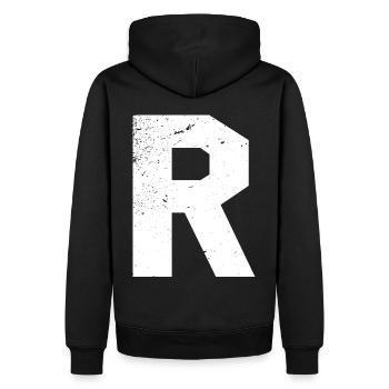 R --- Ronny, Ralf, Ronald, Rainer, Rolf - - Sweat à capuche Premium bio Homme - noir - Dos - Nico (187cm)