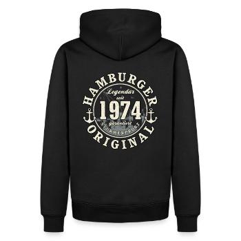 50. Geburtstag 2024 Hamburger Original Geschenk - Männer Premium Bio Hoodie - Schwarz - Hinten - Nico (187cm)