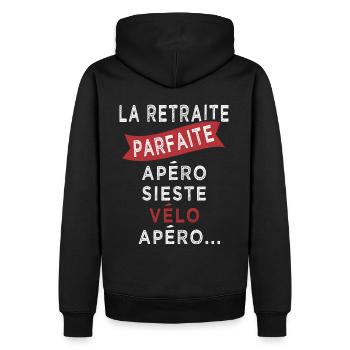 retraite parfaite sieste vélo apero - Sweat à capuche Premium bio Homme - noir - Dos - Nico (187cm)