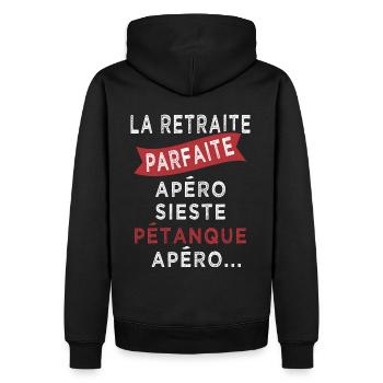 retraite parfaite sieste pétanque apero - Sweat à capuche Premium bio Homme - noir - Dos - Nico (187cm)