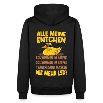 Alle meine Entchen schwimmen im Kaffee lustig - Männer Premium Bio Hoodie - Schwarz - Hinten - Nico (187cm)