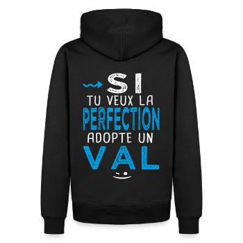 perfection adopte un Val Cadeau Valerian Valentin - Sweat à capuche Premium bio Homme - noir - Dos - Nico (187cm)