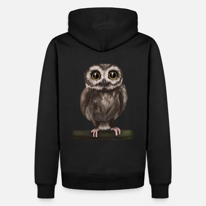 Uhu Eule - Männer Premium Bio Hoodie - Schwarz