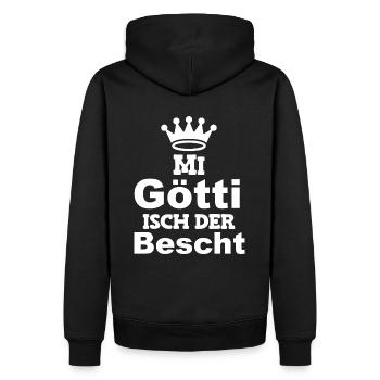 Mi Götti isch der bescht Patenonkel Schweiz - Männer Premium Bio Hoodie - Schwarz - Hinten - Nico (187cm)