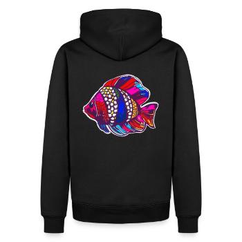 Bunter Fisch farbenfroh Geschenk - Männer Premium Bio Hoodie - Schwarz - Hinten - Nico (187cm)