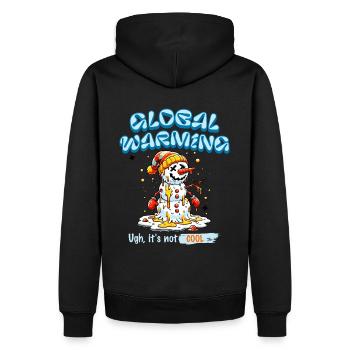 Globale Erwärmung ist real - Schneemann schmilzt - Männer Premium Bio Hoodie - Schwarz - Hinten - Nico (187cm)