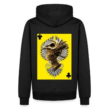 forefather - Men’s Premium Organic Hoodie - black - Back - Nico (187cm)