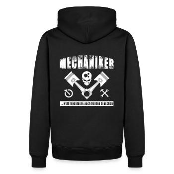 Mechaniker - Weil Ingenieure Auch Helden Brauchen - Männer Premium Bio Hoodie - Schwarz - Hinten - Nico (187cm)