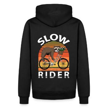 Bicycle Sloth - Slow Rider - Men’s Premium Organic Hoodie - black - Back - Nico (187cm)