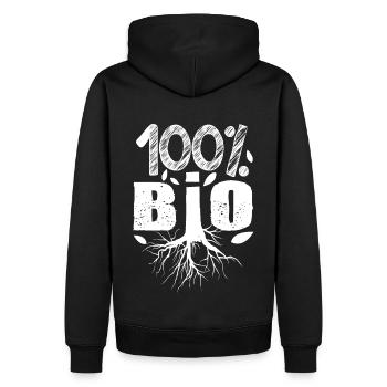 100 % Bio, agriculture magasin producteur bio - Sweat à capuche Premium bio Homme - noir - Dos - Nico (187cm)