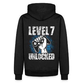 Level 7 Complete Geburtstagsgeschenk 7 Jahre Gamer - Männer Premium Bio Hoodie - Schwarz - Hinten - Nico (187cm)