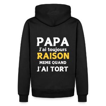 PAPA ICH HABE IMMER RECHT, AUCH WENN ICH FALSCH LIEGE - Männer Premium Bio Hoodie - Schwarz - Hinten - Nico (187cm)