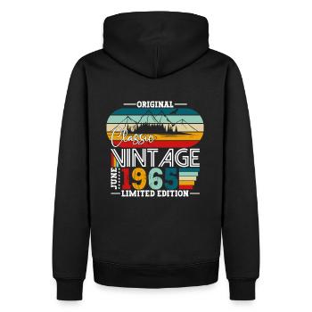 Millésime Juin 1965 Cru 1965 Anniversaire 1965 - Sweat à capuche Premium bio Homme - noir - Dos - Nico (187cm)
