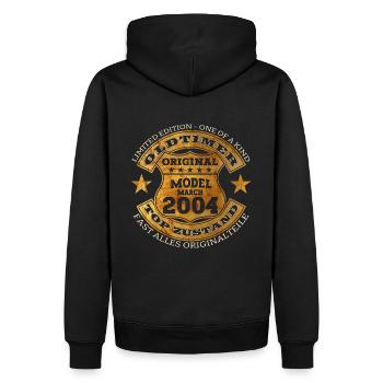 20. Geburtstag Oldtimer März Jahrgang 2004 - Männer Premium Bio Hoodie - Schwarz - Hinten - Nico (187cm)