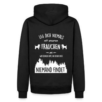 Unser Frauchen - Männer Premium Bio Hoodie - Schwarz - Hinten - Nico (187cm)