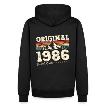 38ème anniversaire Original Juin 1986 Millésime 1986 - Sweat à capuche Premium bio Homme - noir - Dos - Nico (187cm)