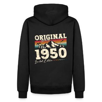 75ème Anniversaire 50 Original 1950 Millésime 1950 - Sweat à capuche Premium bio Homme - noir - Dos - Nico (187cm)