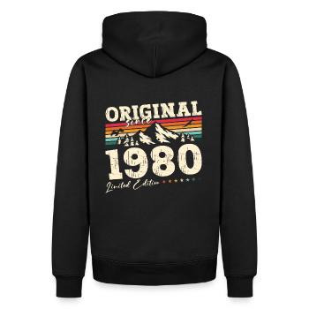 44ème Anniversaire Original 1980 Millésime 1980 - Sweat à capuche Premium bio Homme - noir - Dos - Nico (187cm)