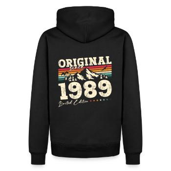35ème Anniversaire Original 1989 Millésime 1989 - Sweat à capuche Premium bio Homme - noir - Dos - Nico (187cm)