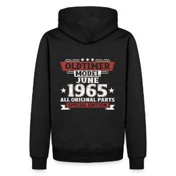 Millésime Juin 1965 Millésime 1965 40ème Anniversaire 65 - Sweat à capuche Premium bio Homme - noir - Dos - Nico (187cm)