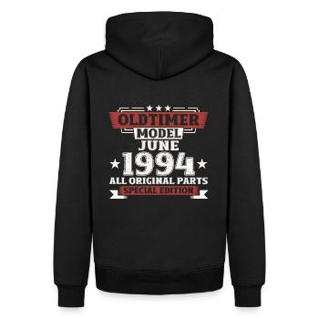 Millésime Juin 1994 Millésime 1994 30ème Anniversaire 94 - Sweat à capuche Premium bio Homme - noir - Dos - Nico (187cm)