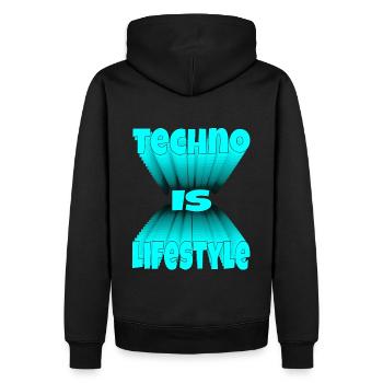 La techno, c’est Lifestyle, Musique, DJ, Rave, EDM, Festival - Sweat à capuche Premium bio Homme - noir - Dos - Nico (187cm)