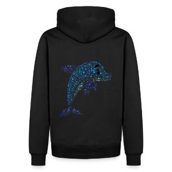 Bunter Delfin Kind Tier Meer Style Farbenfroh - Männer Premium Bio Hoodie - Schwarz - Hinten - Nico (187cm)