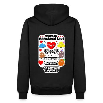 Un cœur d’or – un design polyvalent - Sweat à capuche Premium bio Homme - noir - Dos - Nico (187cm)
