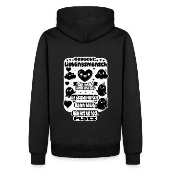Recherché : Personne préférée – Heart Design - Sweat à capuche Premium bio Homme - noir - Dos - Nico (187cm)