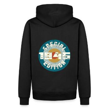 Special Edition 1945 Birthday Gift Vintage - Men’s Premium Organic Hoodie - black - Back - Nico (187cm)