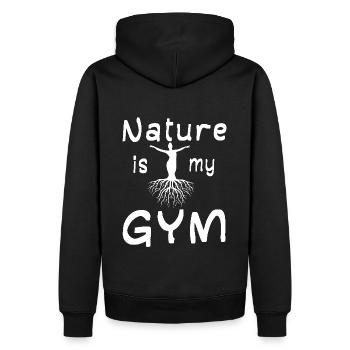 Fitnessstudio Fitness Outdoor Sport Natur wandern - Männer Premium Bio Hoodie - Schwarz - Hinten - Nico (187cm)
