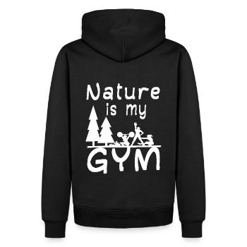 Fitnessstudio Fitness Outdoor Sport Natur wandern - Männer Premium Bio Hoodie - Schwarz - Hinten - Nico (187cm)