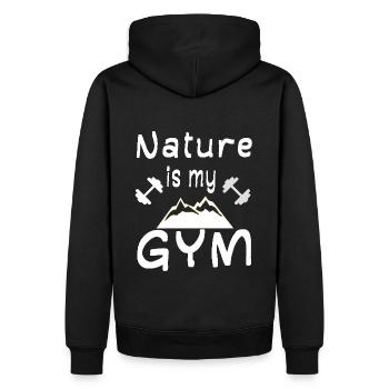 Fitnessstudio Fitness Outdoor Sport Natur wandern - Männer Premium Bio Hoodie - Schwarz - Hinten - Nico (187cm)