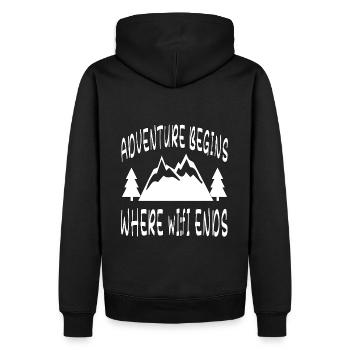 Abenteuer Outdoor Camping Natur Freiheit Wandern - Männer Premium Bio Hoodie - Schwarz - Hinten - Nico (187cm)