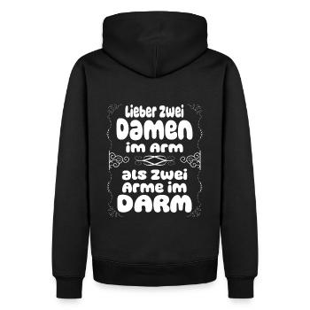 Zwei Damen im Arm Humor Lustig Spruch Mann Party - Männer Premium Bio Hoodie - Schwarz - Hinten - Nico (187cm)