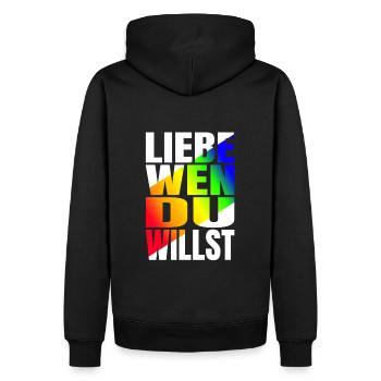 Liebe wen du willst LGBTQ+ PrideRegenbogen - Männer Premium Bio Hoodie - Schwarz - Hinten - Nico (187cm)