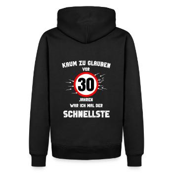 30 Rond Anniversaire Cadeau Fête Dire Idée - Sweat à capuche Premium bio Homme - noir - Dos - Nico (187cm)