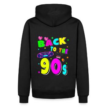 90's Musique Chemise de fête Rétro Lifestyle - Sweat à capuche Premium bio Homme - noir - Dos - Nico (187cm)